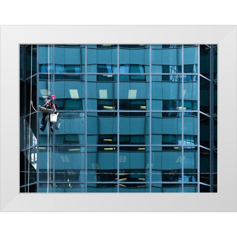 Window Washing No 7 White Modern Wood Framed Art Print by Carson, Brian
