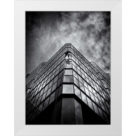 Window Washing No 8 White Modern Wood Framed Art Print by Carson, Brian