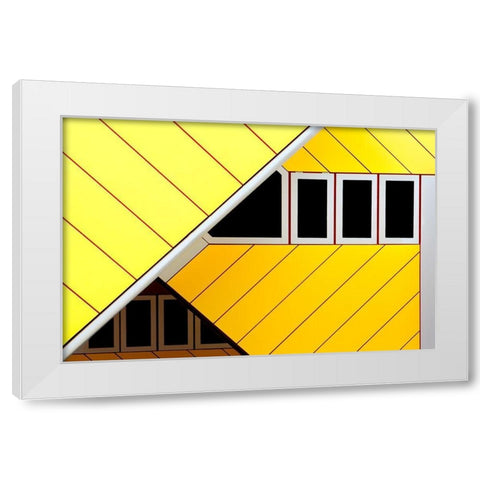 Triangles and Rectangles White Modern Wood Framed Art Print by Doyle, Renee
