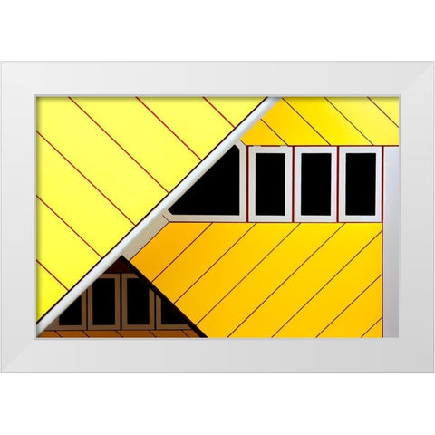 Triangles and Rectangles White Modern Wood Framed Art Print by Doyle, Renee