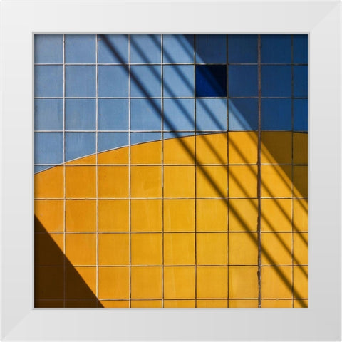 Square Shadow White Modern Wood Framed Art Print by Maastricht, Henk van
