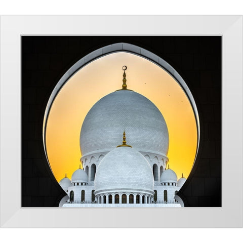 Sunset In Abu Dhabi White Modern Wood Framed Art Print by Pearson, Wayne