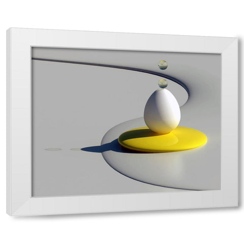 Egg Shapes White Modern Wood Framed Art Print by Bunjamin (Abe), Antonyus