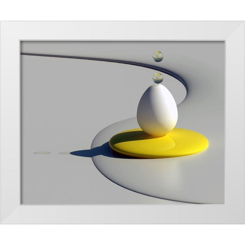 Egg Shapes White Modern Wood Framed Art Print by Bunjamin (Abe), Antonyus