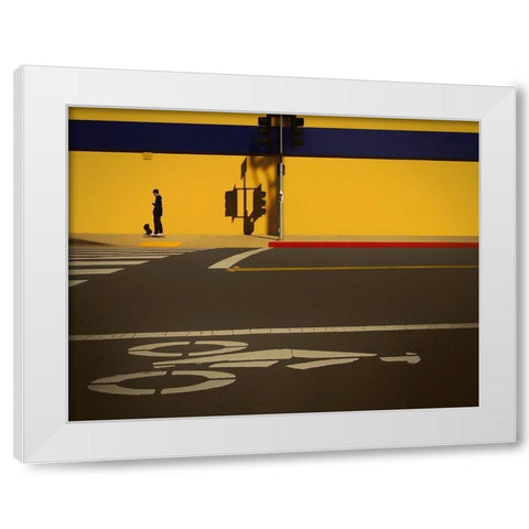 Share the road White Modern Wood Framed Art Print by Labagnara, Roxana