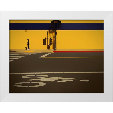 Share the road White Modern Wood Framed Art Print by Labagnara, Roxana