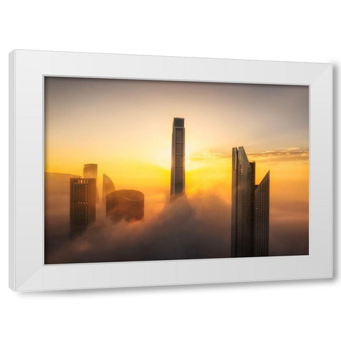 Good Morning Dubai A738758 White Modern Wood Framed Art Print by Joanaduenas