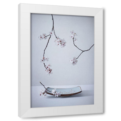 The First Cherry Blossom White Modern Wood Framed Art Print by Karpova, Inna