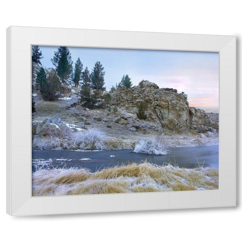 Hot Creek Hot Springs near Mammoth Lakes-California White Modern Wood Framed Art Print by Fitzharris, Tim