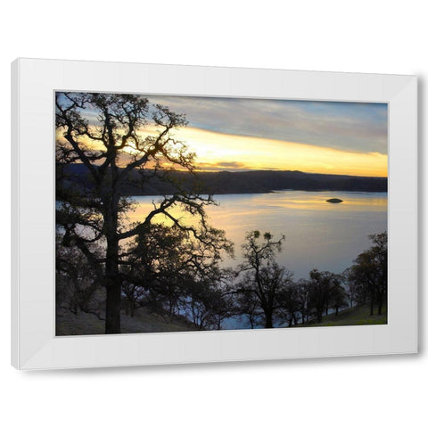 Melones Lake twilight-California White Modern Wood Framed Art Print by Fitzharris, Tim