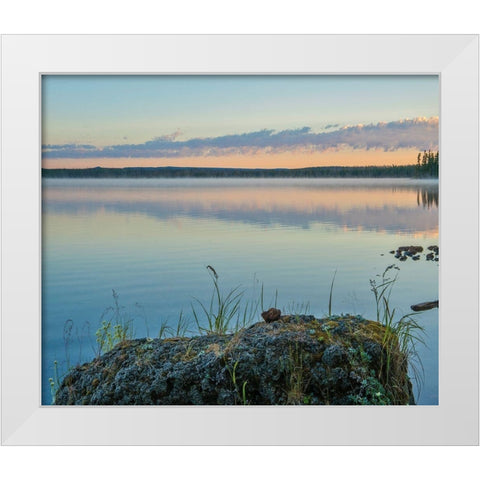 Yellowstone Lake-Yellowstone National Park-Wyoming-USA White Modern Wood Framed Art Print by Fitzharris, Tim