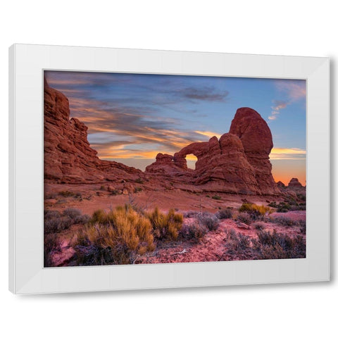 Delicate Arch at Sunset-Arches National Park-Utah-USA White Modern Wood Framed Art Print by Fitzharris, Tim