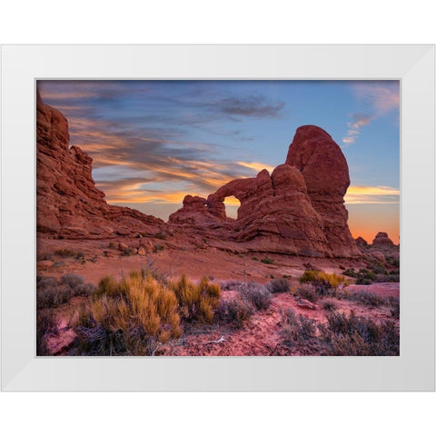 Delicate Arch at Sunset-Arches National Park-Utah-USA White Modern Wood Framed Art Print by Fitzharris, Tim