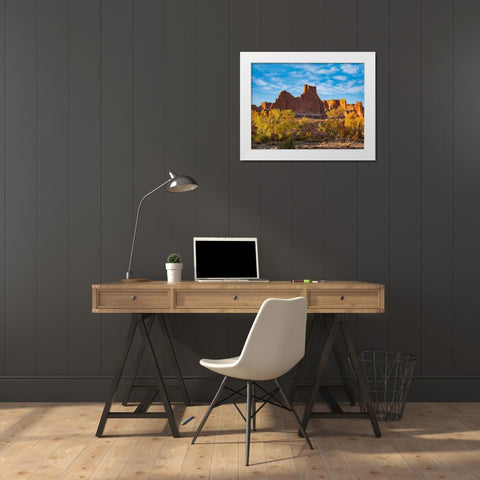 Courthouse Towers from Courthouse Wash-Arches National Park-Utah White Modern Wood Framed Art Print by Fitzharris, Tim