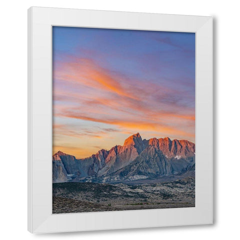 Sunrise on Sierra Nevada from Owens Valley-California White Modern Wood Framed Art Print by Fitzharris, Tim