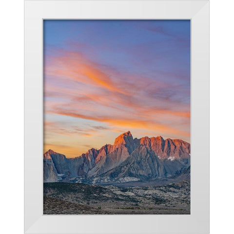 Sunrise on Sierra Nevada from Owens Valley-California White Modern Wood Framed Art Print by Fitzharris, Tim