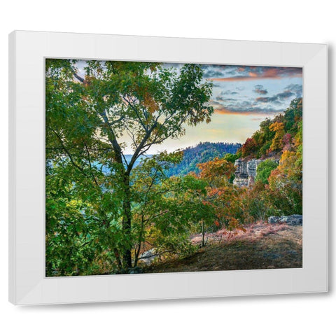 White Rock Mountain Sunset White Modern Wood Framed Art Print by Fitzharris, Tim