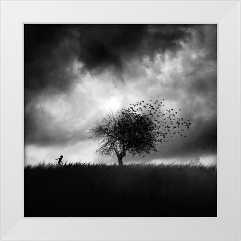 Printemps Perdu White Modern Wood Framed Art Print by Del Grosso, Sebastien