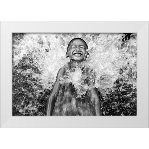 feel the awesome river water White Modern Wood Framed Art Print by Perwiranegara, Bayu