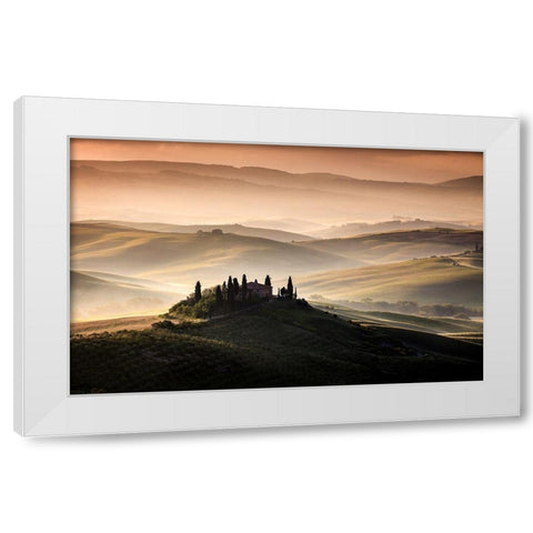 A Tuscan Country Landscape White Modern Wood Framed Art Print by Bogaerts, Sus