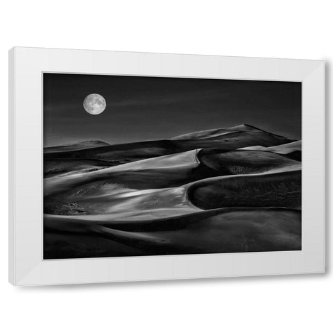 The night walked down the sky White Modern Wood Framed Art Print by Depaepe, Yvette