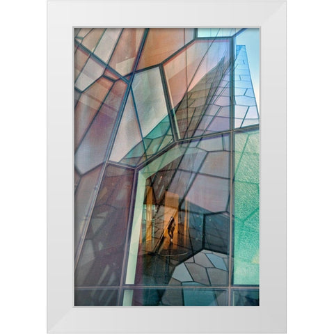 Colour Mosaic White Modern Wood Framed Art Print by Kravanja, Jure