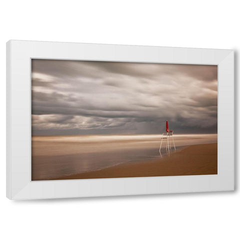 Red White Modern Wood Framed Art Print by Della Latta, Massimo