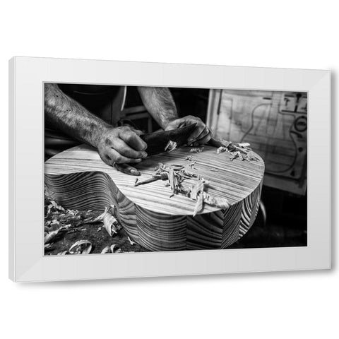 Le Luthier White Modern Wood Framed Art Print by Allicot, Manu