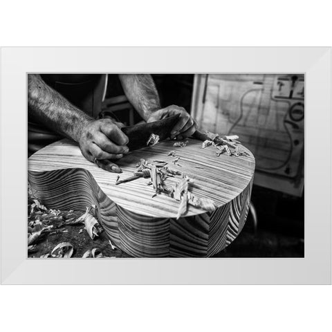 Le Luthier White Modern Wood Framed Art Print by Allicot, Manu