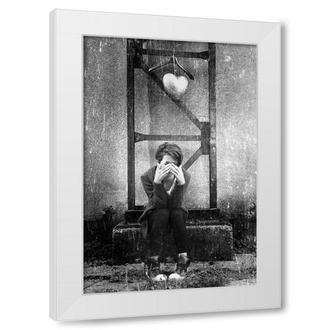 1st love White Modern Wood Framed Art Print by Dan, Bez