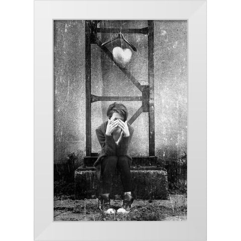 1st love White Modern Wood Framed Art Print by Dan, Bez