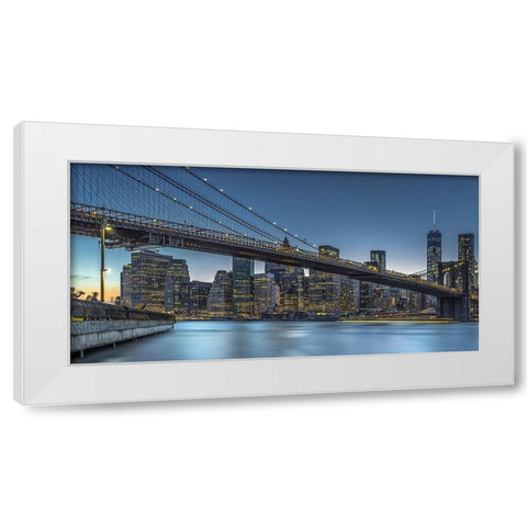 New York  Blue Hour over Manhattan White Modern Wood Framed Art Print by Jurek, Michael