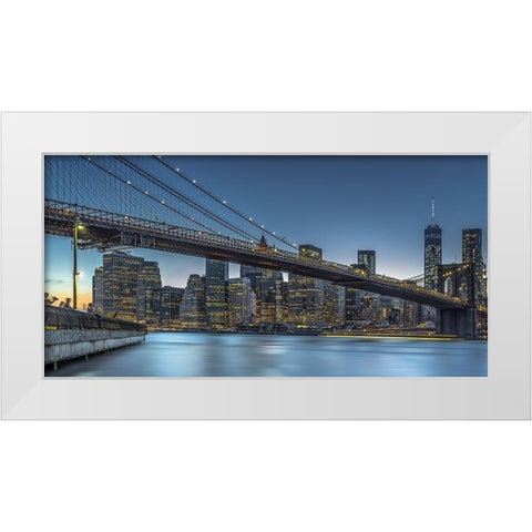New York  Blue Hour over Manhattan White Modern Wood Framed Art Print by Jurek, Michael