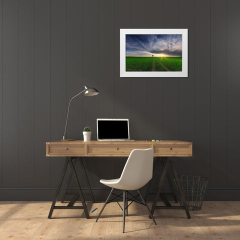 loner in the sun White Modern Wood Framed Art Print by Krol (Bax), Piotr