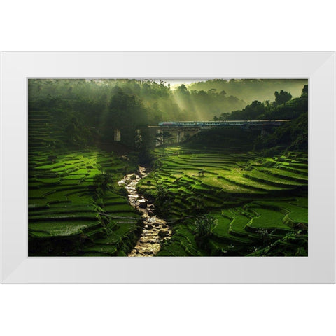 Crossing The Beautiful Bridge White Modern Wood Framed Art Print by Raja Sulbar, Ismail