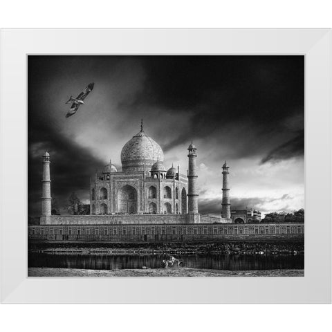 the banks of the Jamuna river White Modern Wood Framed Art Print by Flour, Piet