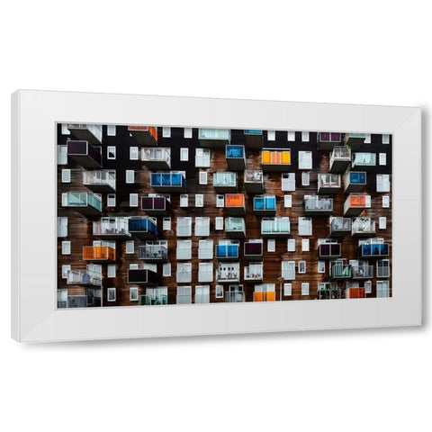 Balconia White Modern Wood Framed Art Print by Pixxelpark