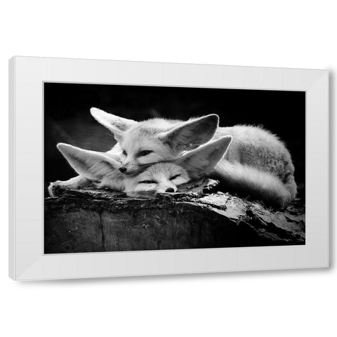 The happy couple White Modern Wood Framed Art Print by Ross Rossi, Ib