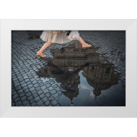 Jump White Modern Wood Framed Art Print by Convista, Antonio