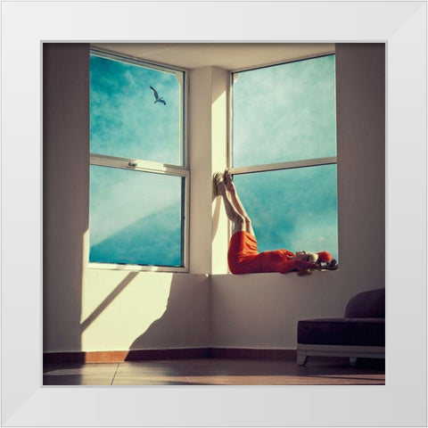 room with a view White Modern Wood Framed Art Print by Ambra
