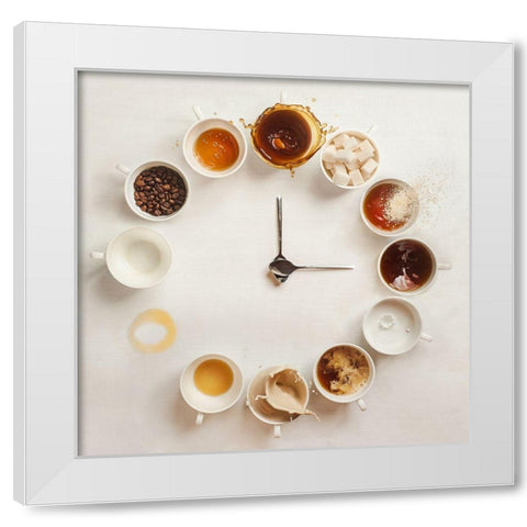 Its Always Coffee Time White Modern Wood Framed Art Print by Belenko, Dina