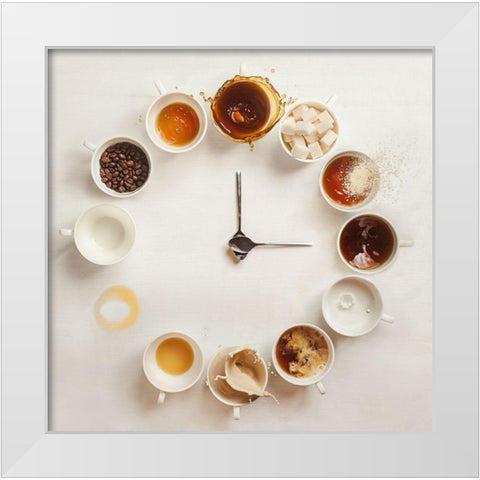 Its Always Coffee Time White Modern Wood Framed Art Print by Belenko, Dina