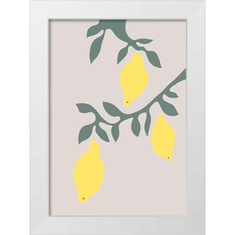 Lemons White Modern Wood Framed Art Print by Artographie Studio