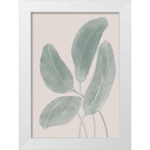 Leaves Watercolor White Modern Wood Framed Art Print by Artographie Studio