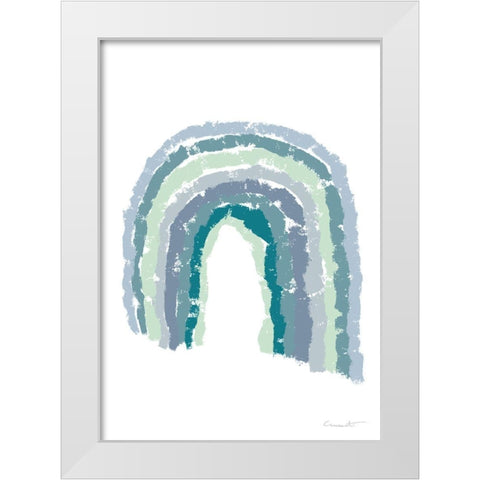 Rainbow Blues White Modern Wood Framed Art Print by Artographie Studio
