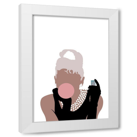 Bubblegum Girl White Modern Wood Framed Art Print by Artographie Studio