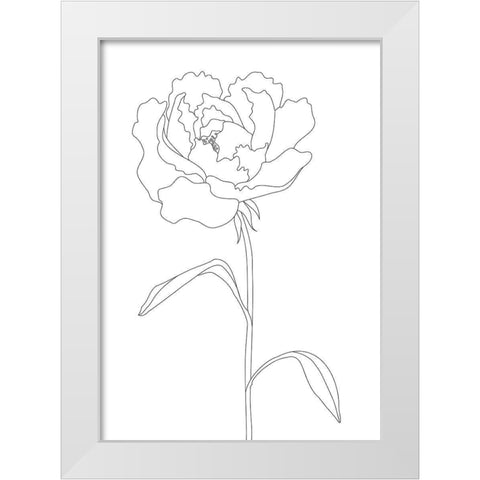 Peony Lines White Modern Wood Framed Art Print by Artographie Studio