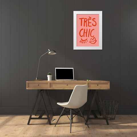TrAus Chic Pink White Modern Wood Framed Art Print by Artographie Studio