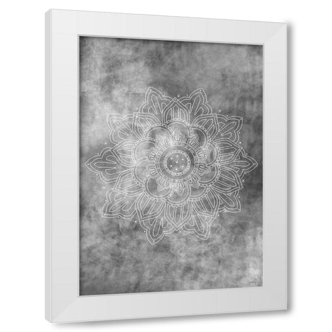 Mandala Smokey White Modern Wood Framed Art Print by Artographie Studio