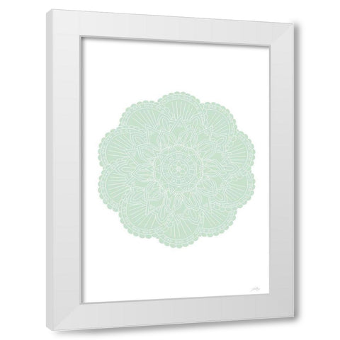 Mandala Green White Modern Wood Framed Art Print by Artographie Studio
